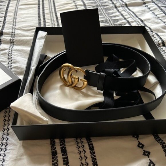 Authentic Gucci GG Marmont Black Leather Belt Size 95-38 - Picture 2 of 9